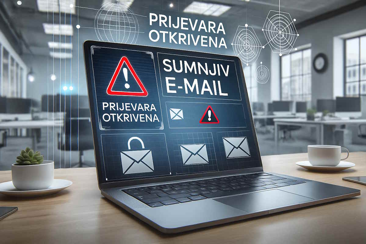 phishing email ilustracija na laptopu