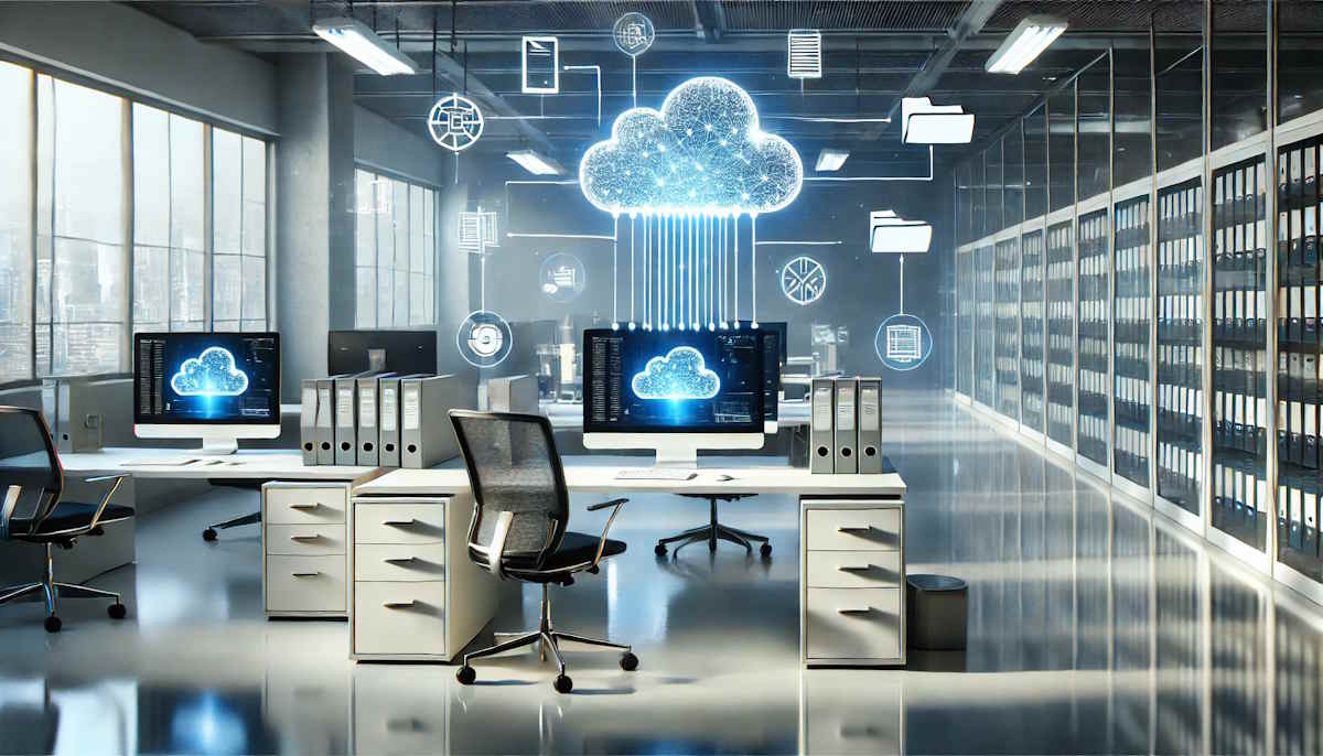Digitalna arhiva radni stol i oblak