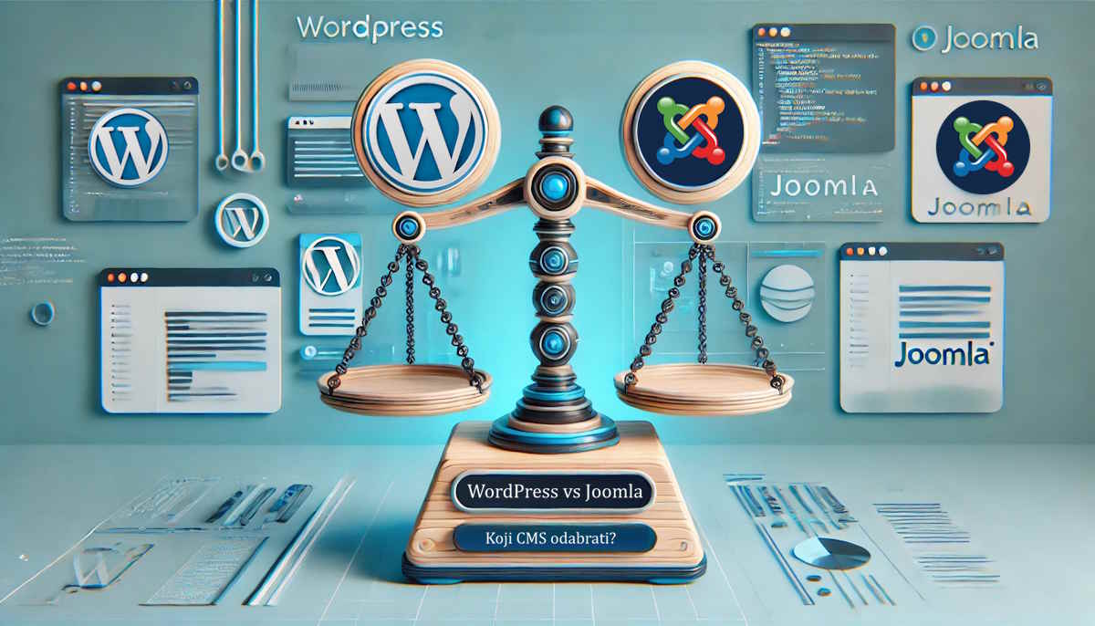 Analogna vaga koja uspoređuje Wordpress i Joomla CMS